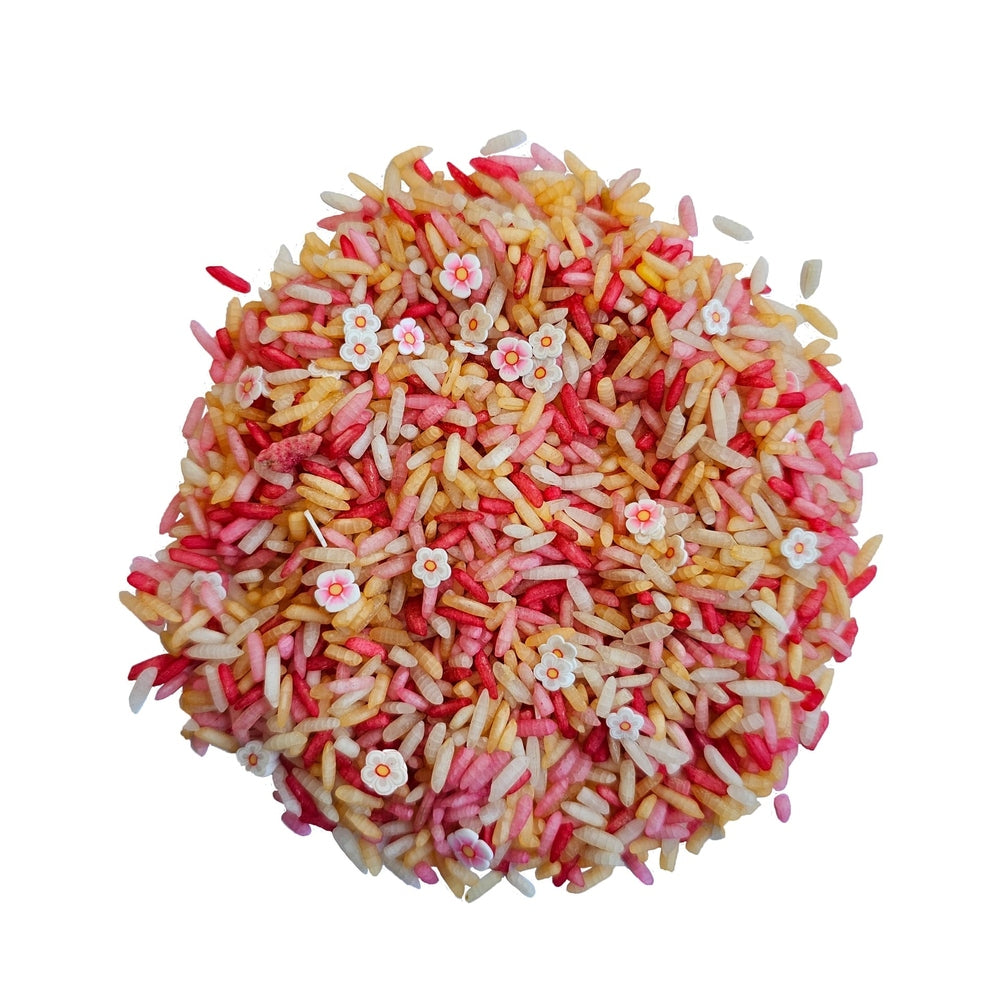 Grennn speelrijst pink flower mix 750 gram