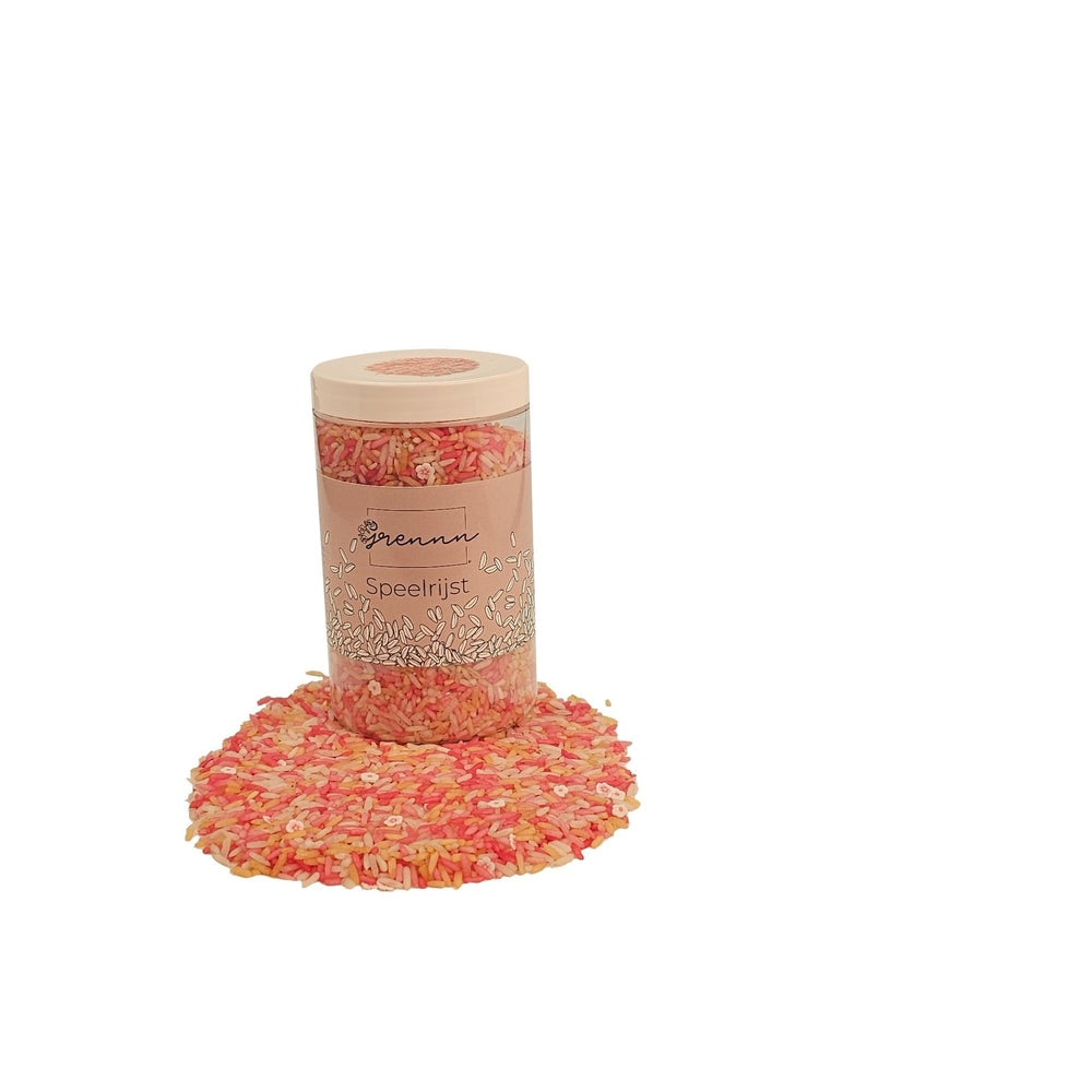 Grennn speelrijst pink flower mix 750 gram