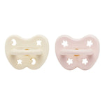 2-pack Hevea Fopspenen Orthodontisch 0-3 M - Powder Pink/Milky White