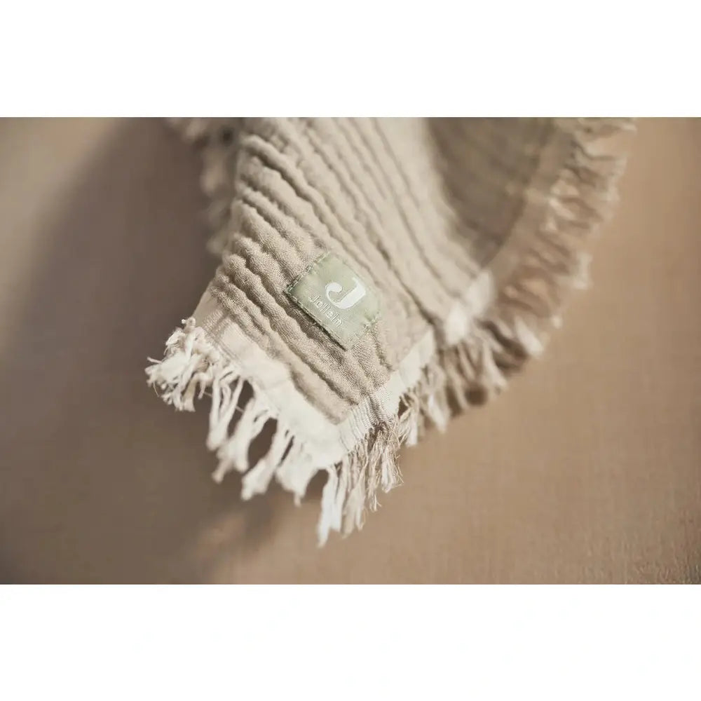 Deken Wieg 75x100cm Fringe - Olive Green/Ivory - GOTS