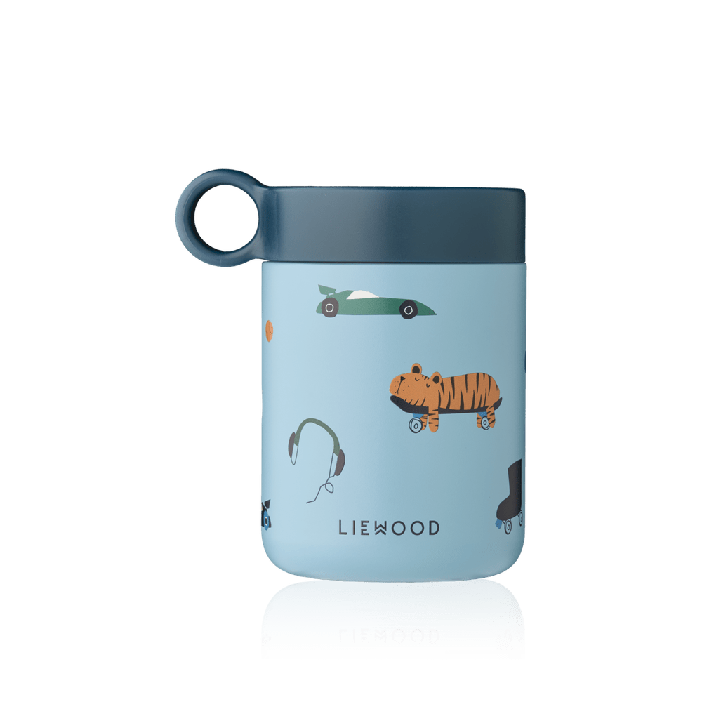 Liewood Kiani Bedrukte Food Jar / Bewaarpot / Thermos Voedselcontainer - Fun / Beach Blue