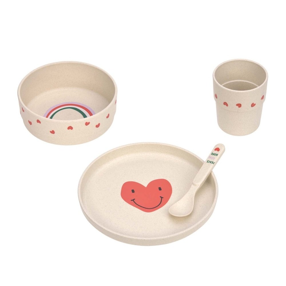 Lässig – Set repas PP/Cellulose Happy Rascals – Cœur lavande