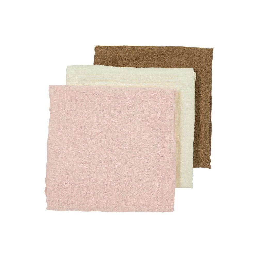 3 HYDROFIELE LUIERS 70x70 CM PREWASHED - OFFWHITE/SOFT PINK/TOFFEE