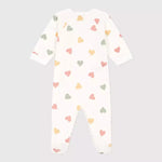 Petit Bateau | Fluwelen babypyjama met veelkleurige hartjesprint