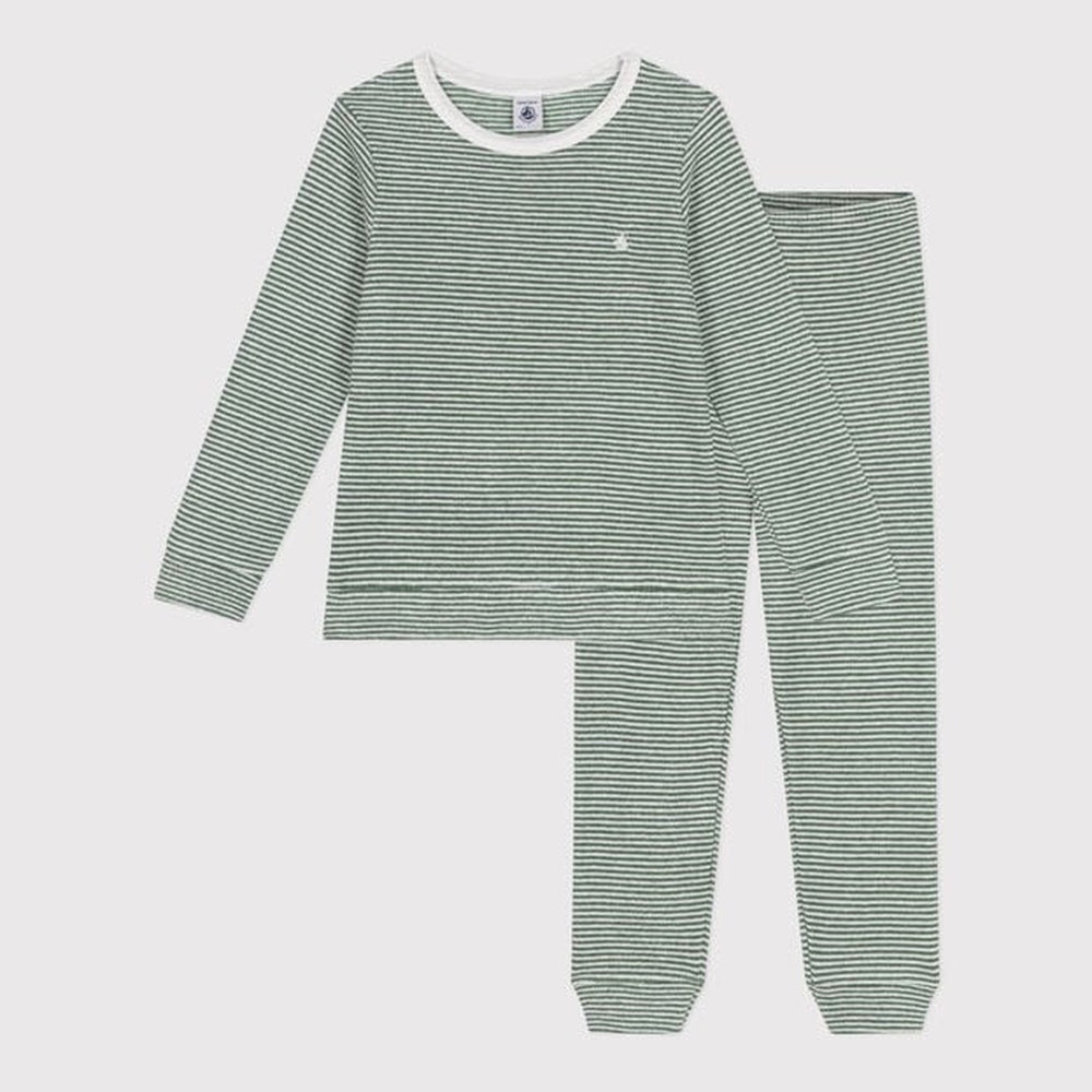 Petit Bateau | Gestreepte Pyjama Van Geruwde Badstof Voor Kinderen