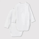 Set van 2 overslag body’s met lange mouwen Petit Bateau wit