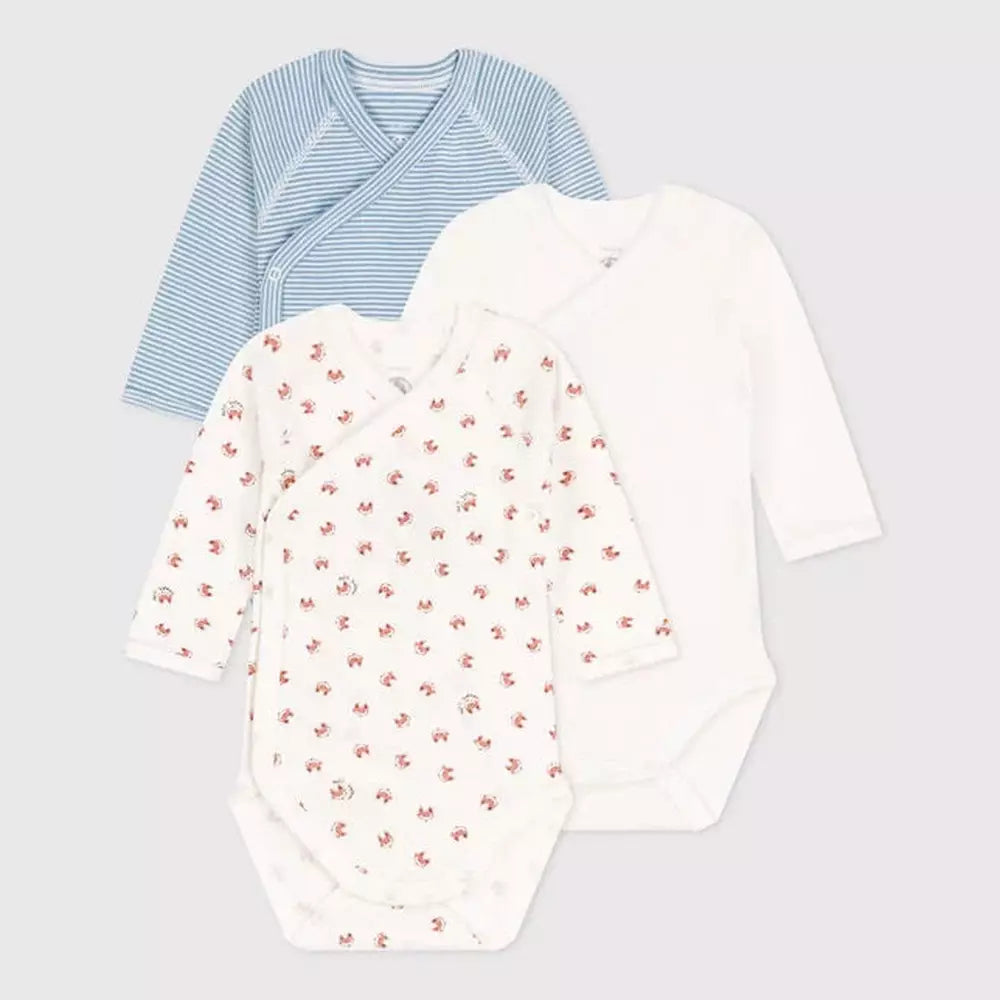 Kopie Set van 3 overslagbody’s met lange mouwen Petit Bateau