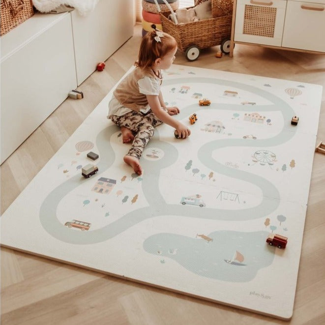 Play&Go Speeltapijt Puzzel - Eevaa 2In1 Puzzelmat/Opbergbox - Village/Terrazzo