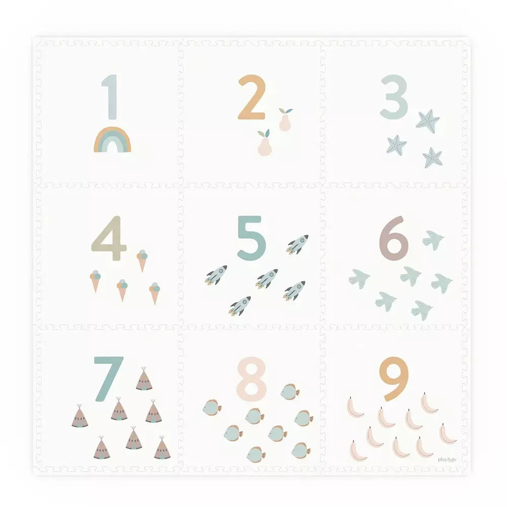 PLAY&GO SPEELTAPIJT PUZZEL - EEVAA 2IN1 PUZZELMAT/OPBERGBOX - NUMBERS/DOTS