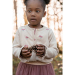 Little Dutch Gebreide Cardigan - Sand Met Bloemetjes