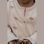 Little Dutch Gebreide Cardigan - Sand Met Bloemetjes