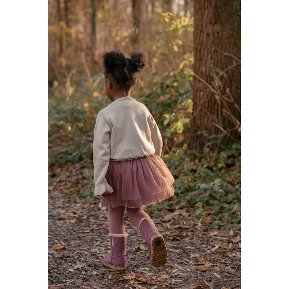 Little Dutch Gebreide Cardigan - Sand Met Bloemetjes