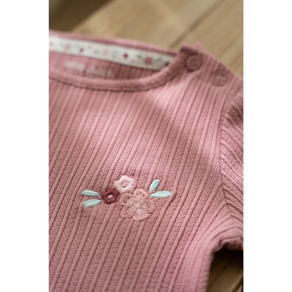 Little Dutch T-shirt Lange Mouwen Uit Biokatoen - Flower/Rouge