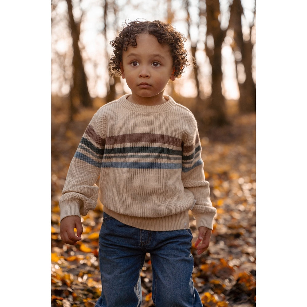 Little Dutch Gebreide Trui Met Gekleurde Strepen - Sand