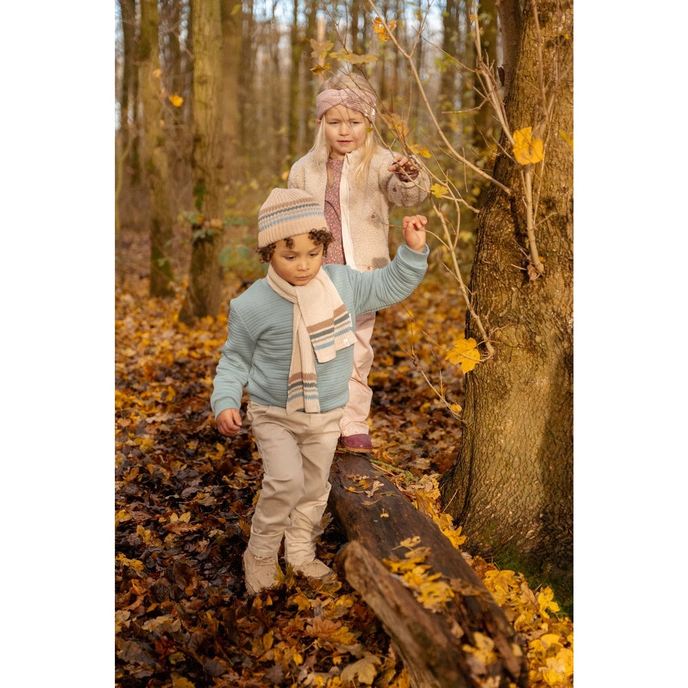 Little Dutch Gebreide Muts Met Gekleurde Strepen - Taupe