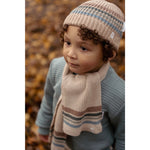 Little Dutch Gebreide Muts Met Gekleurde Strepen - Taupe