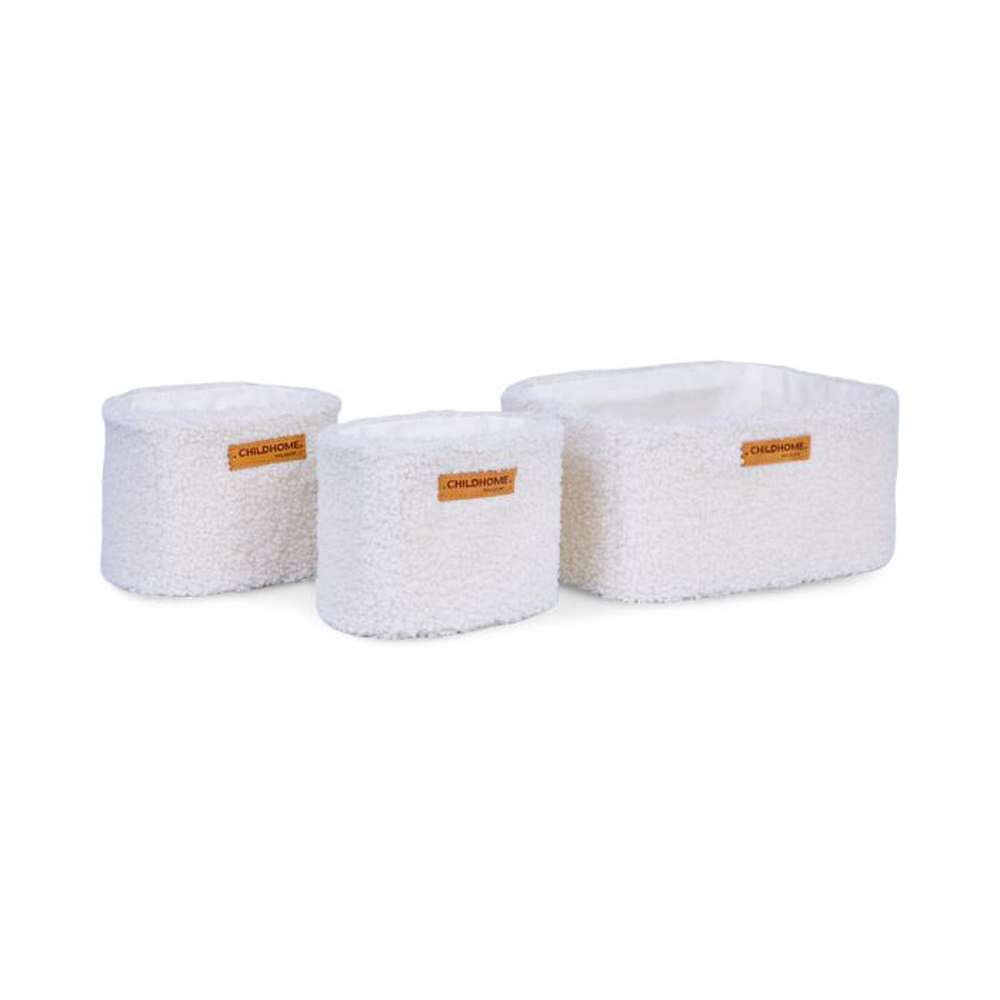 Childhome Set Van 3 Hangmandjes - 21X14X10cm + 14X10X10cm - Teddy Ecru