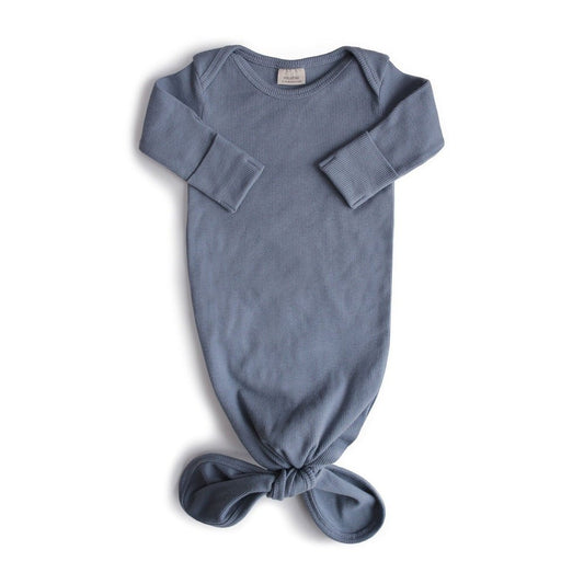 MUSHIE - RIBBED KNOTTED BABY GOWN - TRADEWINDS