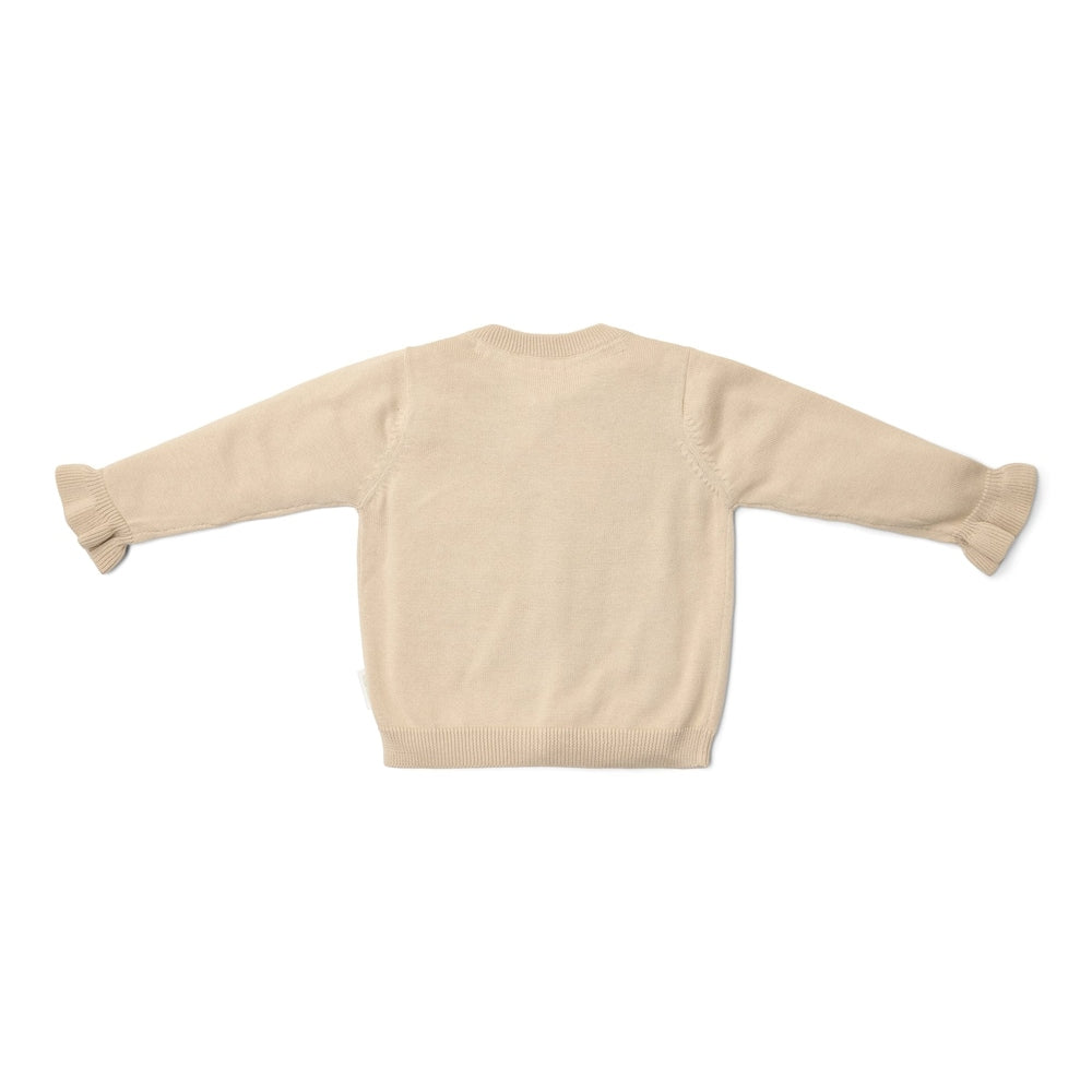 Little Dutch Gebreide Cardigan - Sand Met Bloemetjes