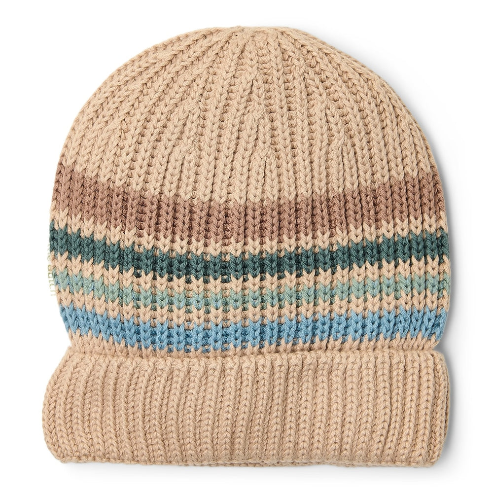 Little Dutch Gebreide Muts Met Gekleurde Strepen - Taupe