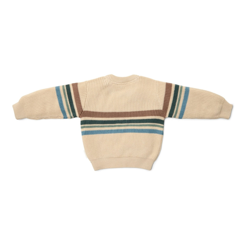 Little Dutch Gebreide Trui Met Gekleurde Strepen - Sand