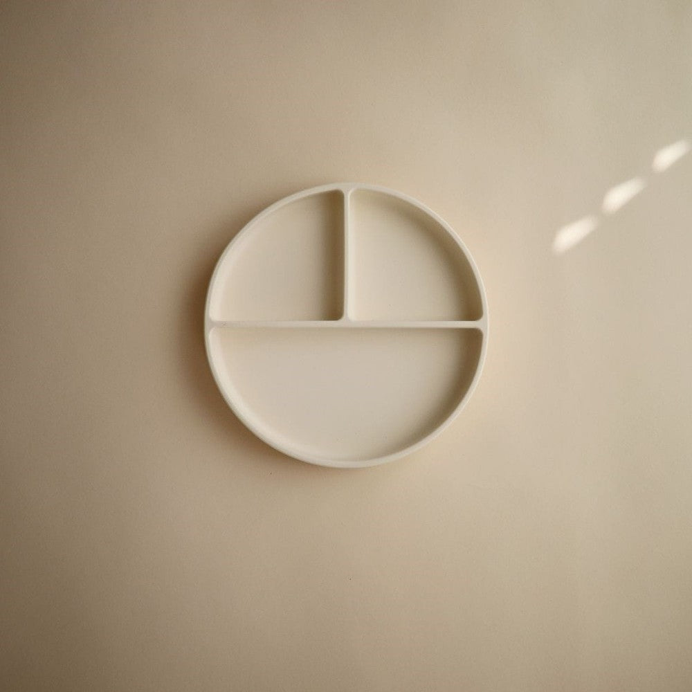 Mushie Siliconen Bord Met Verdeelvakjes En Zuignap - Ivory