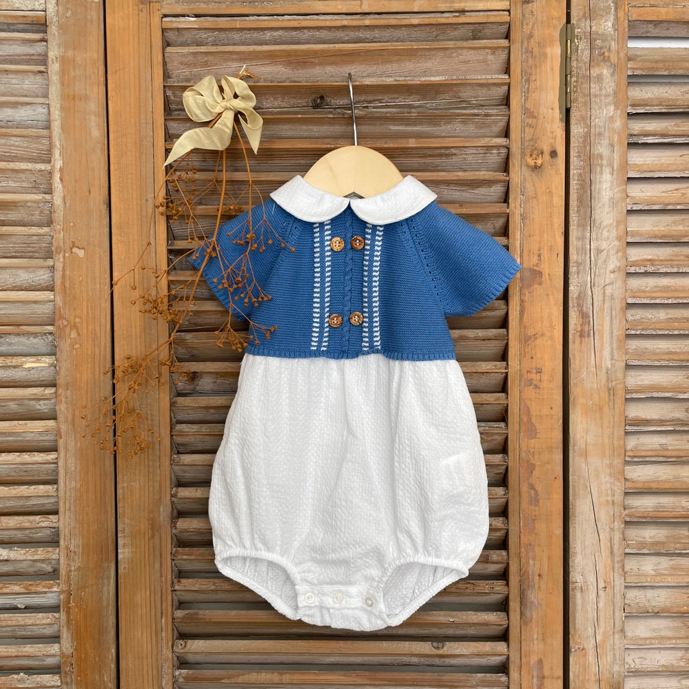 BLOOMER BABYPAKJE - WIT/BLAUW