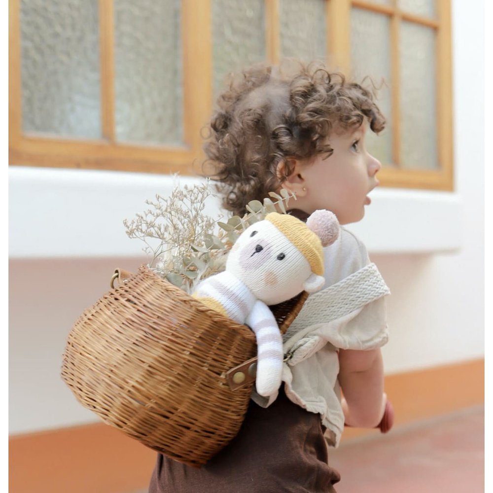 Fair-trade handgemaakte knuffel beer met emotie-rugzakje Lero lero kid