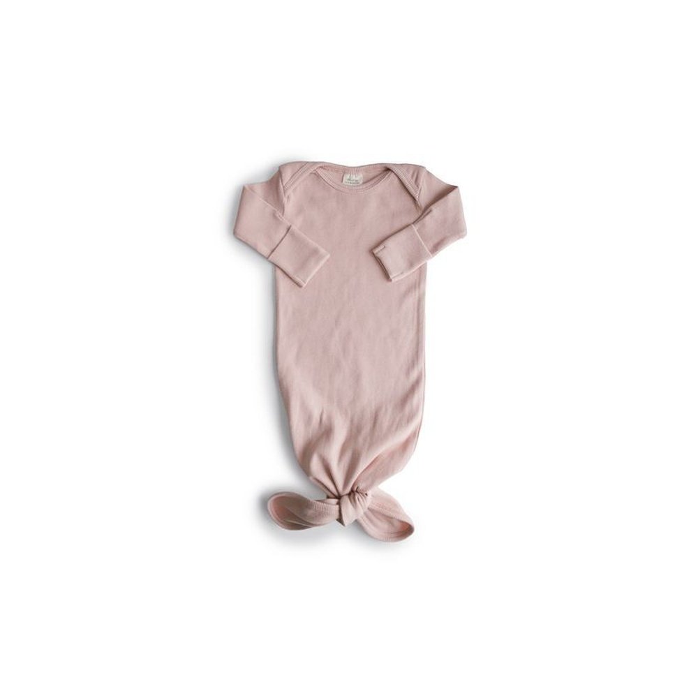 MUSHIE RIBBED KNOTTED BABY GOWN - BLUSH